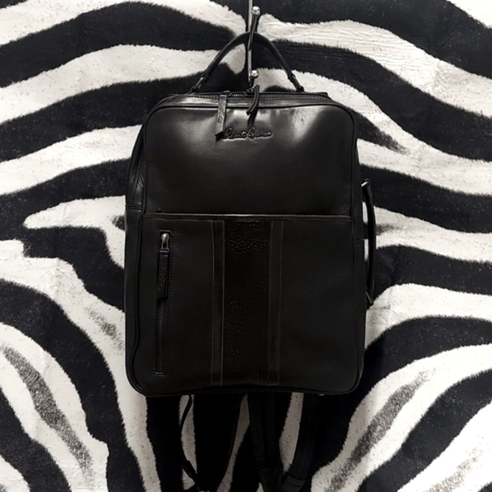 ROBERT GRAHAM Marlo Leather Black Backpack/Handle Bag